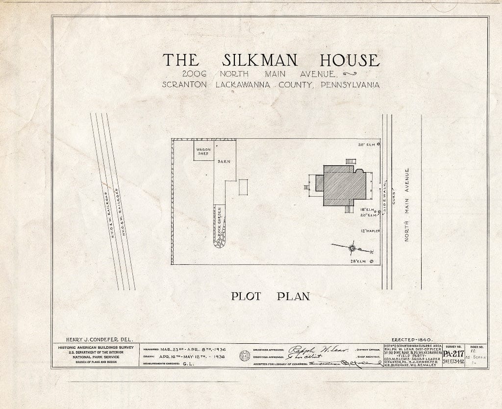 Blueprint HABS PA,35-SCRAN,1- (Sheet 0 of 12) - Silkman House, 2006 North Main Avenue, Scranton, Lackawanna County, PA