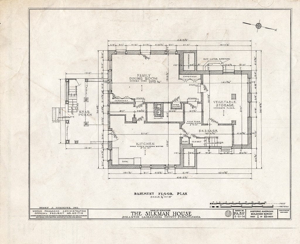 Blueprint HABS PA,35-SCRAN,1- (Sheet 1 of 12) - Silkman House, 2006 North Main Avenue, Scranton, Lackawanna County, PA