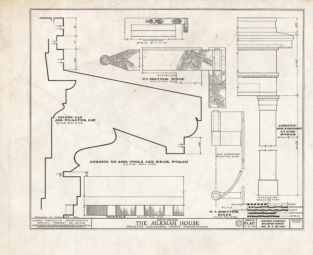 Blueprint HABS PA,35-SCRAN,1- (Sheet 9 of 12) - Silkman House, 2006 North Main Avenue, Scranton, Lackawanna County, PA