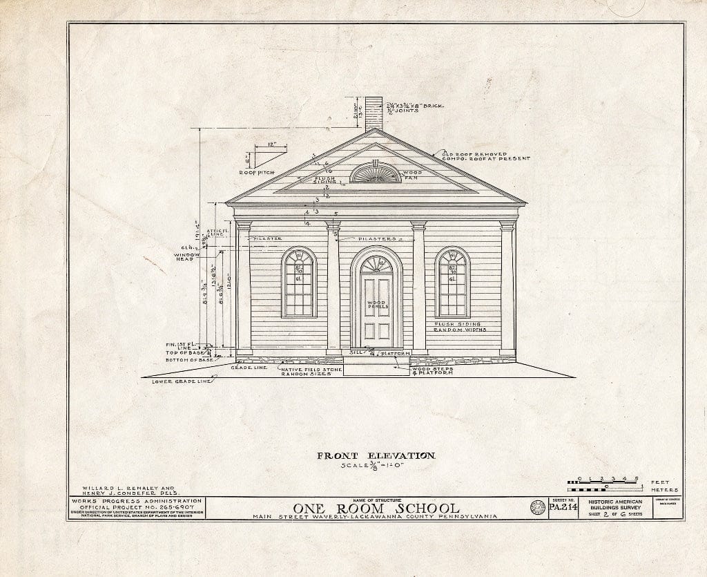 Blueprint HABS PA,35-WAV,1- (Sheet 2 of 6) - Main Street School,One Room, Waverly, Lackawanna County, PA