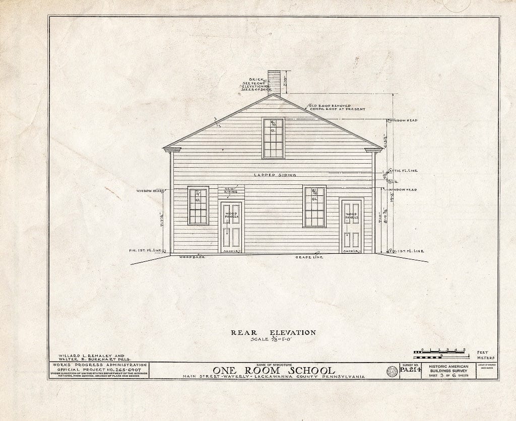 Blueprint HABS PA,35-WAV,1- (Sheet 3 of 6) - Main Street School,One Room, Waverly, Lackawanna County, PA
