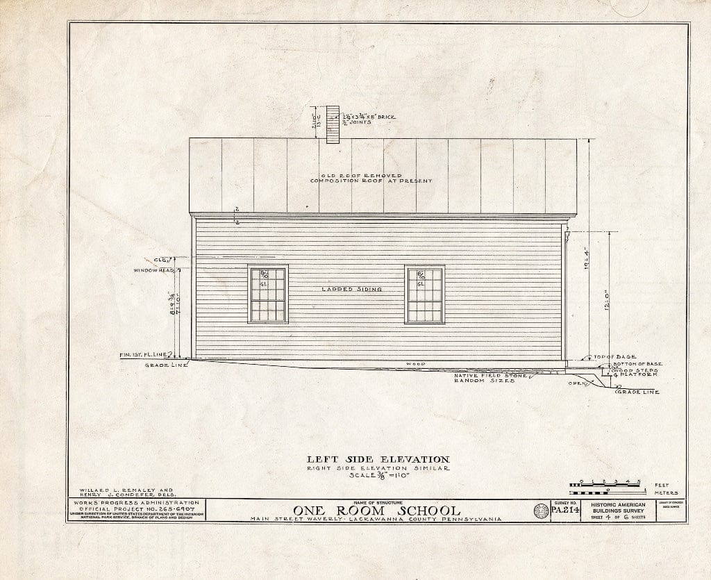 Blueprint HABS PA,35-WAV,1- (Sheet 4 of 6) - Main Street School,One Room, Waverly, Lackawanna County, PA