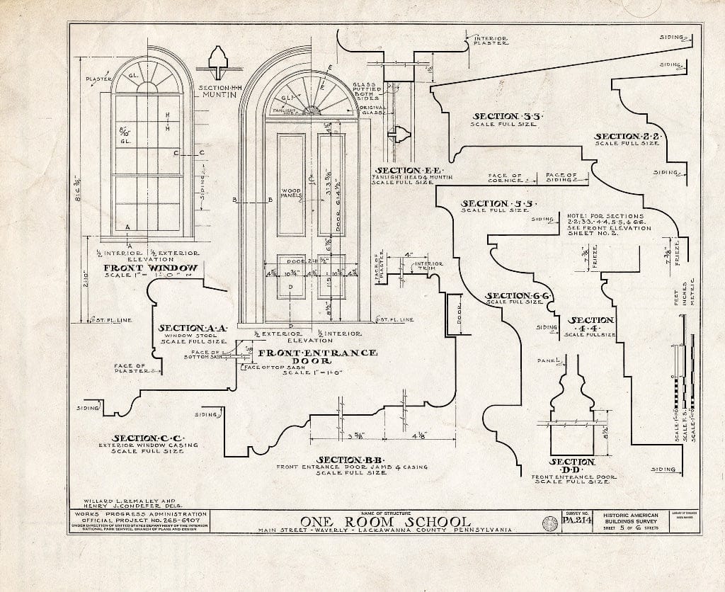 Blueprint HABS PA,35-WAV,1- (Sheet 5 of 6) - Main Street School,One Room, Waverly, Lackawanna County, PA