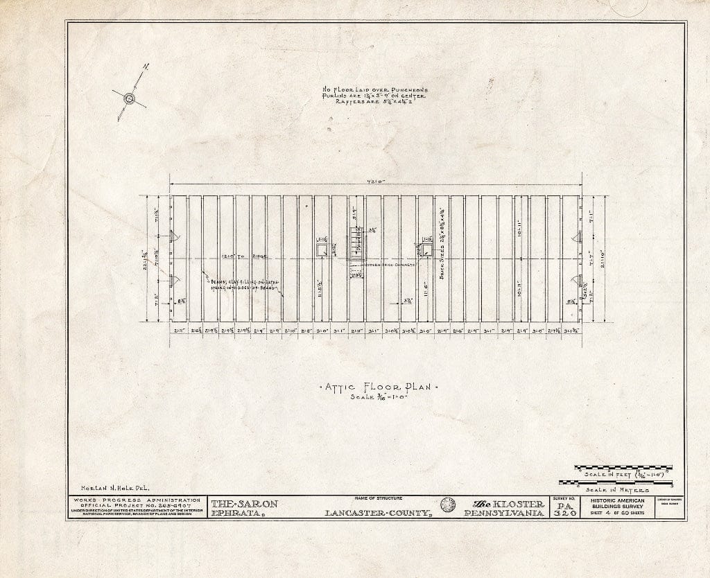 Blueprint HABS PA,36-EPH,1- (Sheet 4 of 60) - The Cloisters, Ephrata, Lancaster County, PA
