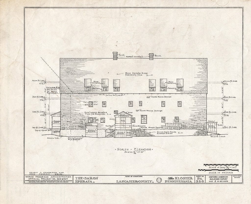 Blueprint HABS PA,36-EPH,1- (Sheet 5 of 60) - The Cloisters, Ephrata, Lancaster County, PA