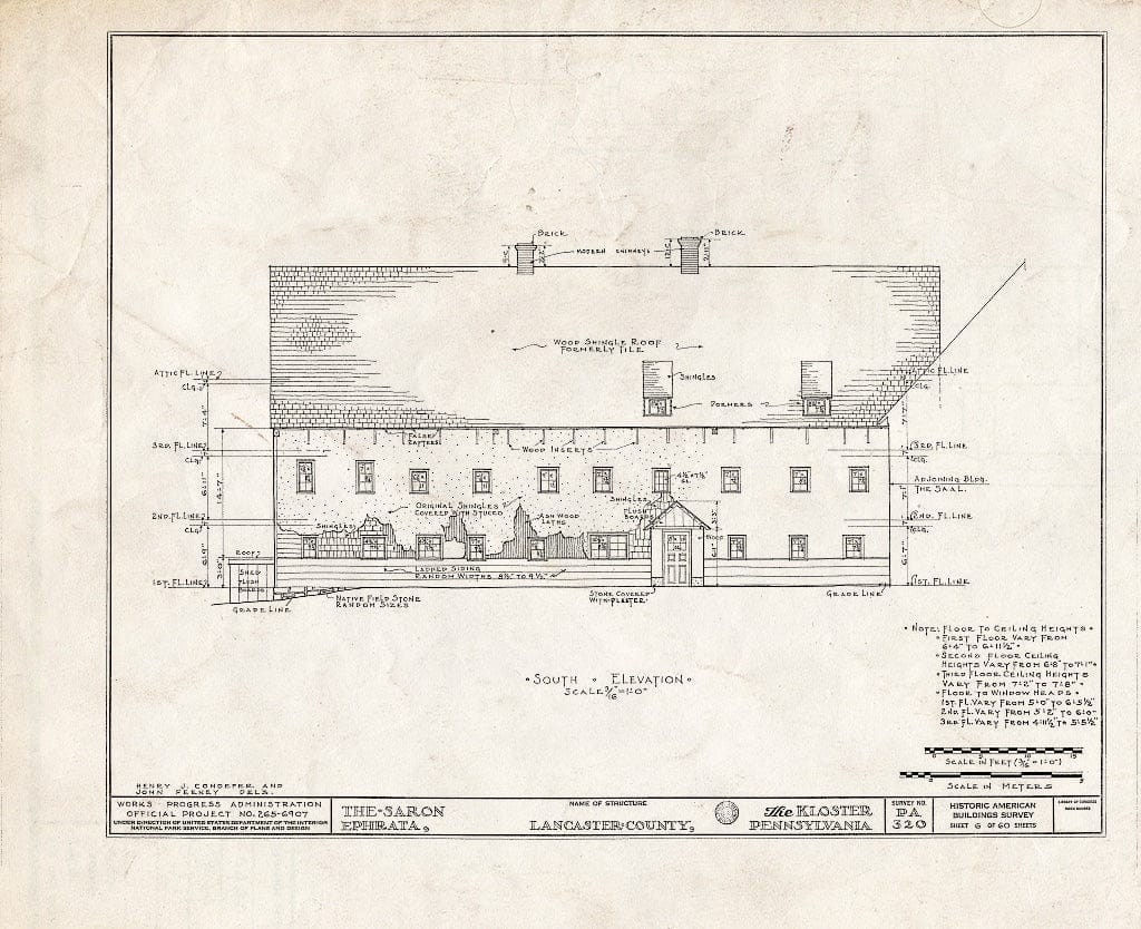 Blueprint HABS PA,36-EPH,1- (Sheet 6 of 60) - The Cloisters, Ephrata, Lancaster County, PA