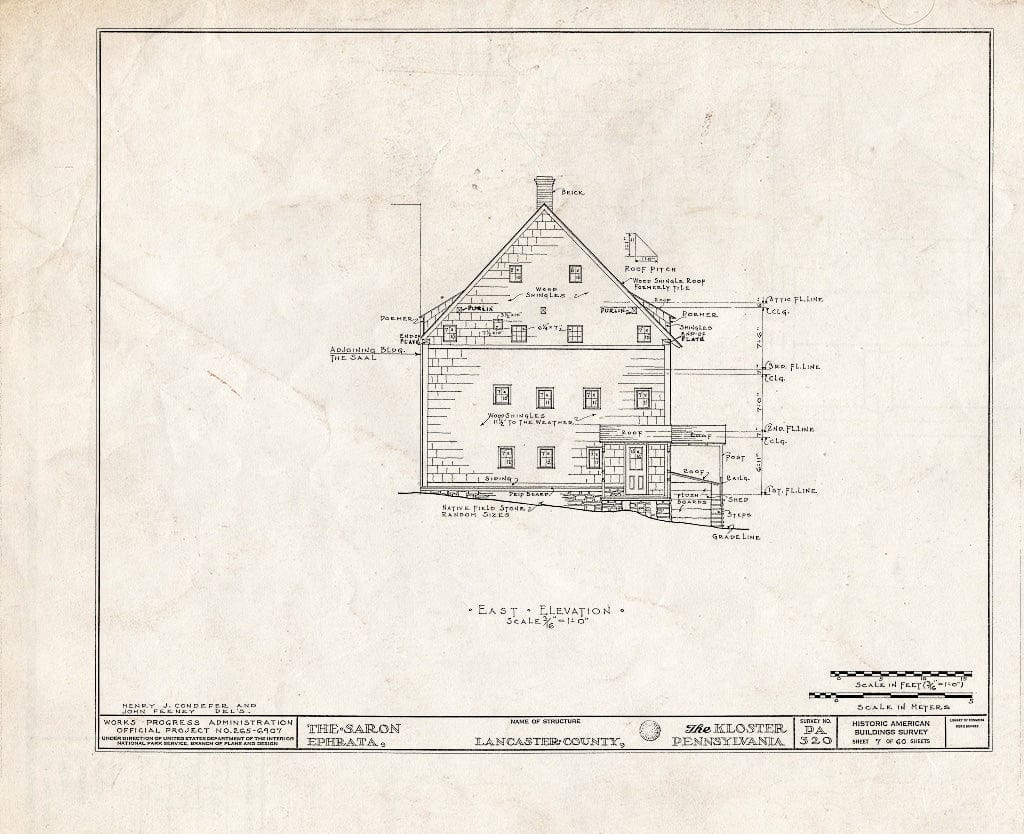 Blueprint HABS PA,36-EPH,1- (Sheet 7 of 60) - The Cloisters, Ephrata, Lancaster County, PA