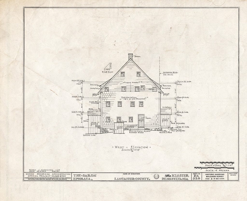 Blueprint HABS PA,36-EPH,1- (Sheet 8 of 60) - The Cloisters, Ephrata, Lancaster County, PA