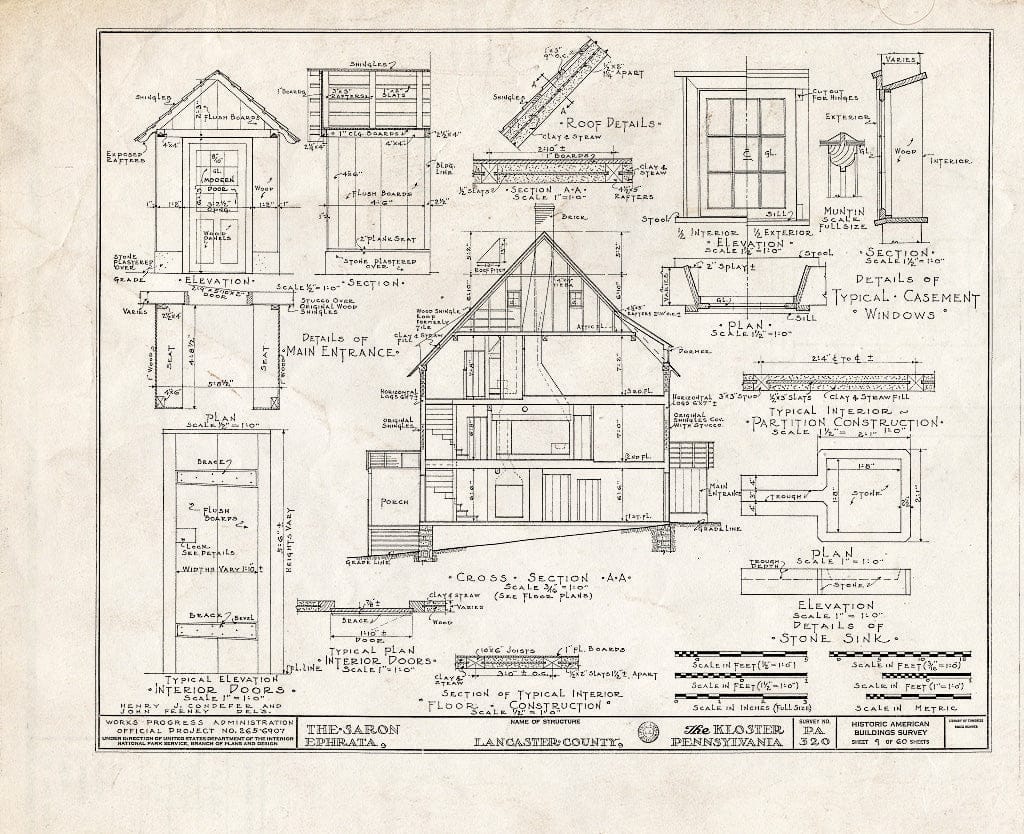 Blueprint HABS PA,36-EPH,1- (Sheet 9 of 60) - The Cloisters, Ephrata, Lancaster County, PA