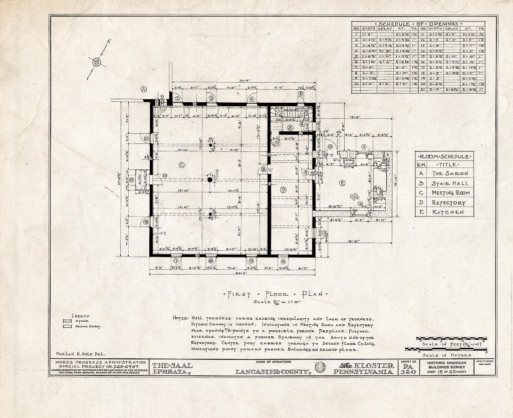 Blueprint HABS PA,36-EPH,1- (Sheet 15 of 60) - The Cloisters, Ephrata, Lancaster County, PA