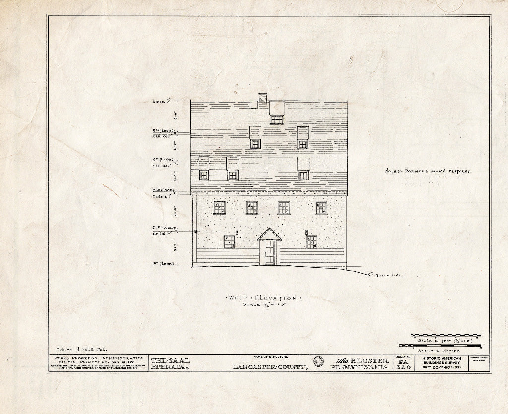 Blueprint HABS PA,36-EPH,1- (Sheet 20 of 60) - The Cloisters, Ephrata, Lancaster County, PA