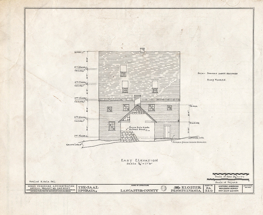 Blueprint HABS PA,36-EPH,1- (Sheet 22 of 60) - The Cloisters, Ephrata, Lancaster County, PA