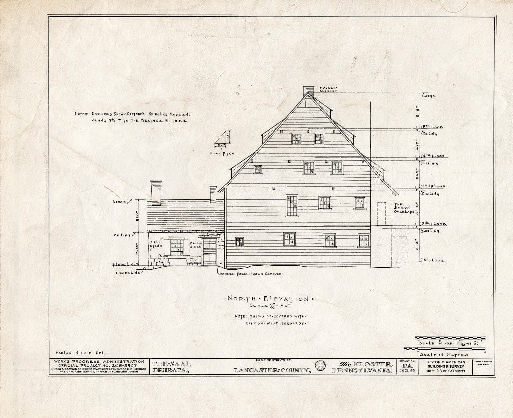 Blueprint HABS PA,36-EPH,1- (Sheet 23 of 60) - The Cloisters, Ephrata, Lancaster County, PA