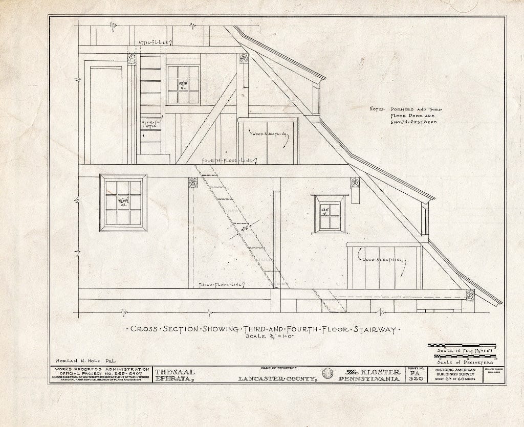 Blueprint HABS PA,36-EPH,1- (Sheet 27 of 60) - The Cloisters, Ephrata, Lancaster County, PA
