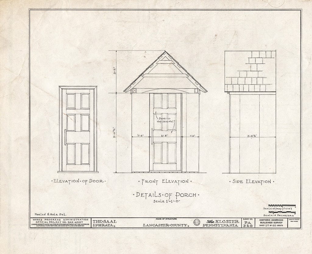 Blueprint HABS PA,36-EPH,1- (Sheet 29 of 60) - The Cloisters, Ephrata, Lancaster County, PA