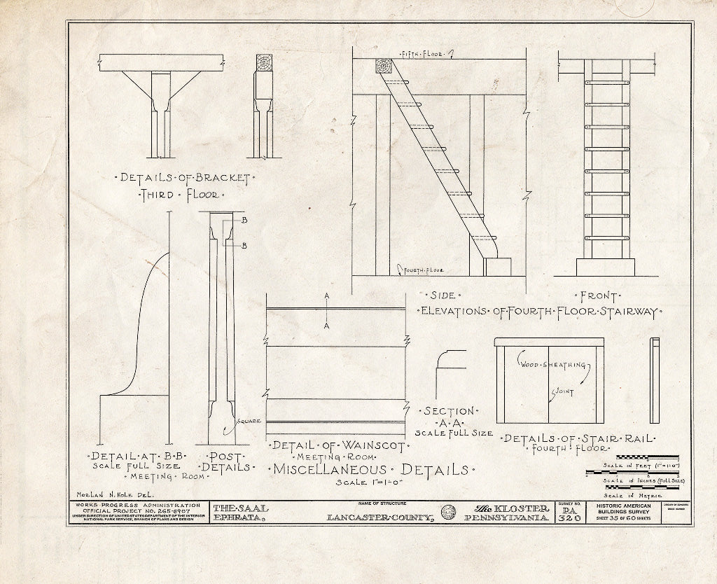 Blueprint HABS PA,36-EPH,1- (Sheet 35 of 60) - The Cloisters, Ephrata, Lancaster County, PA