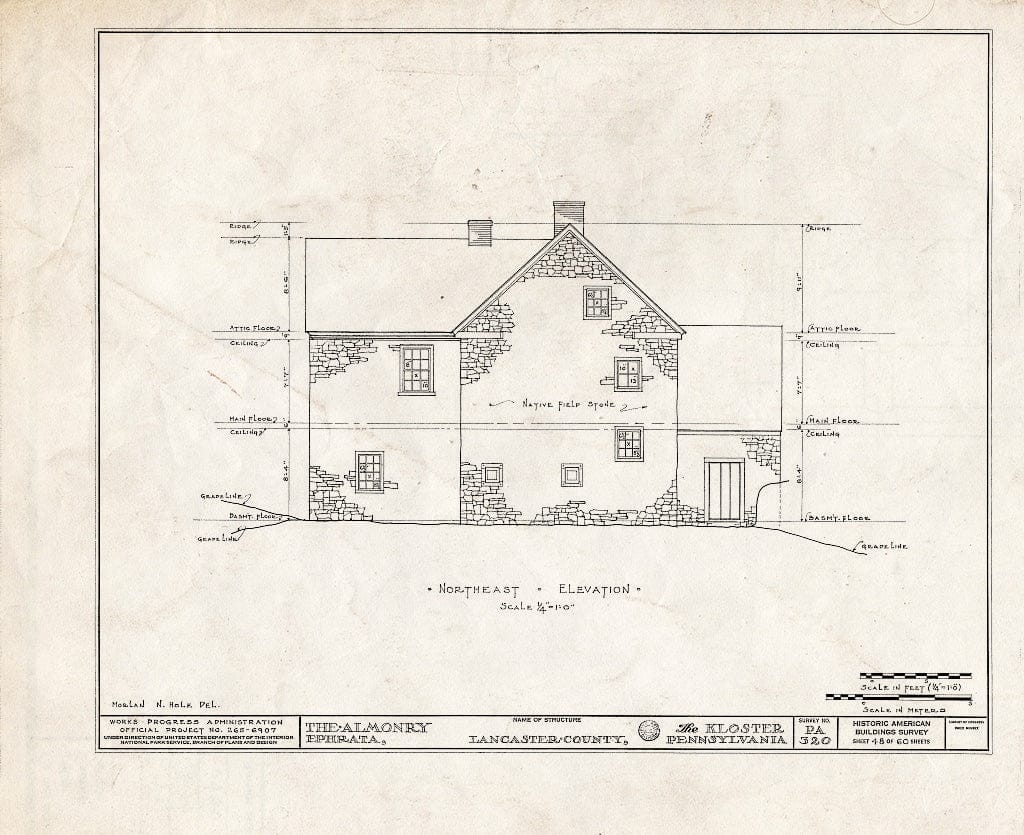 Blueprint HABS PA,36-EPH,1- (Sheet 48 of 60) - The Cloisters, Ephrata, Lancaster County, PA