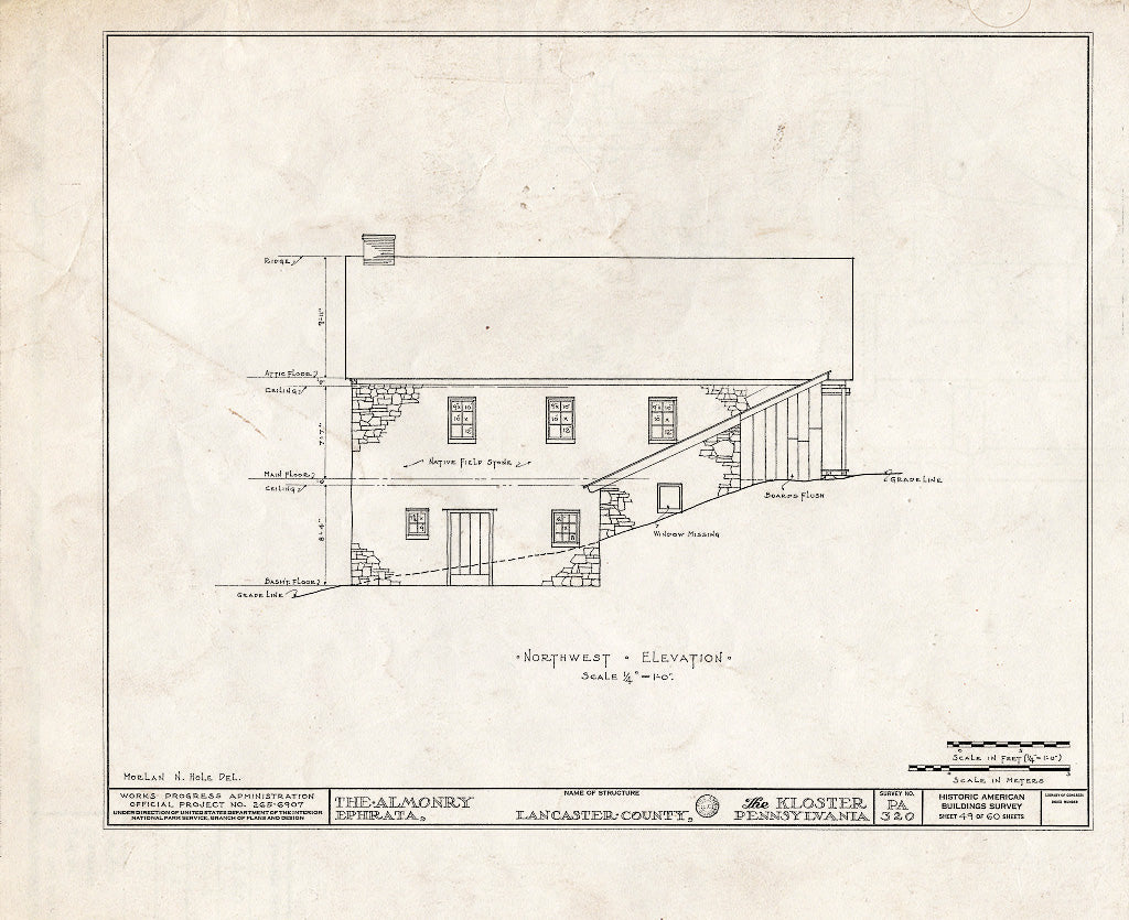 Blueprint HABS PA,36-EPH,1- (Sheet 49 of 60) - The Cloisters, Ephrata, Lancaster County, PA