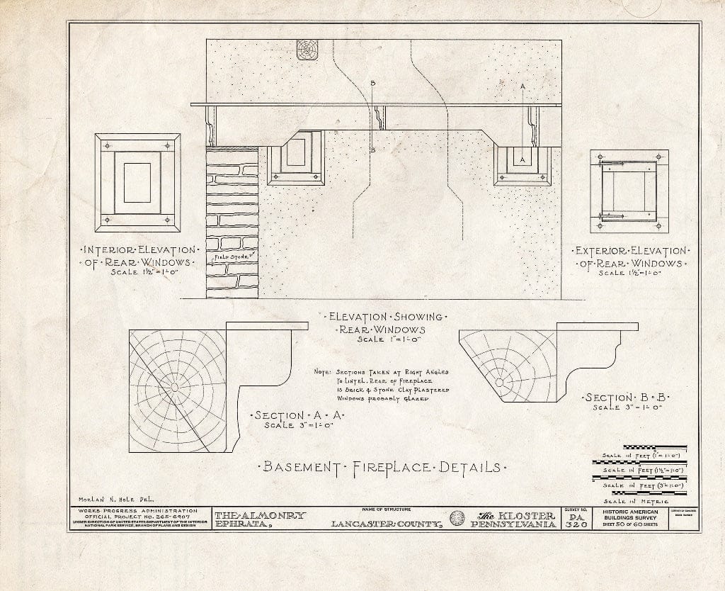 Blueprint HABS PA,36-EPH,1- (Sheet 50 of 60) - The Cloisters, Ephrata, Lancaster County, PA