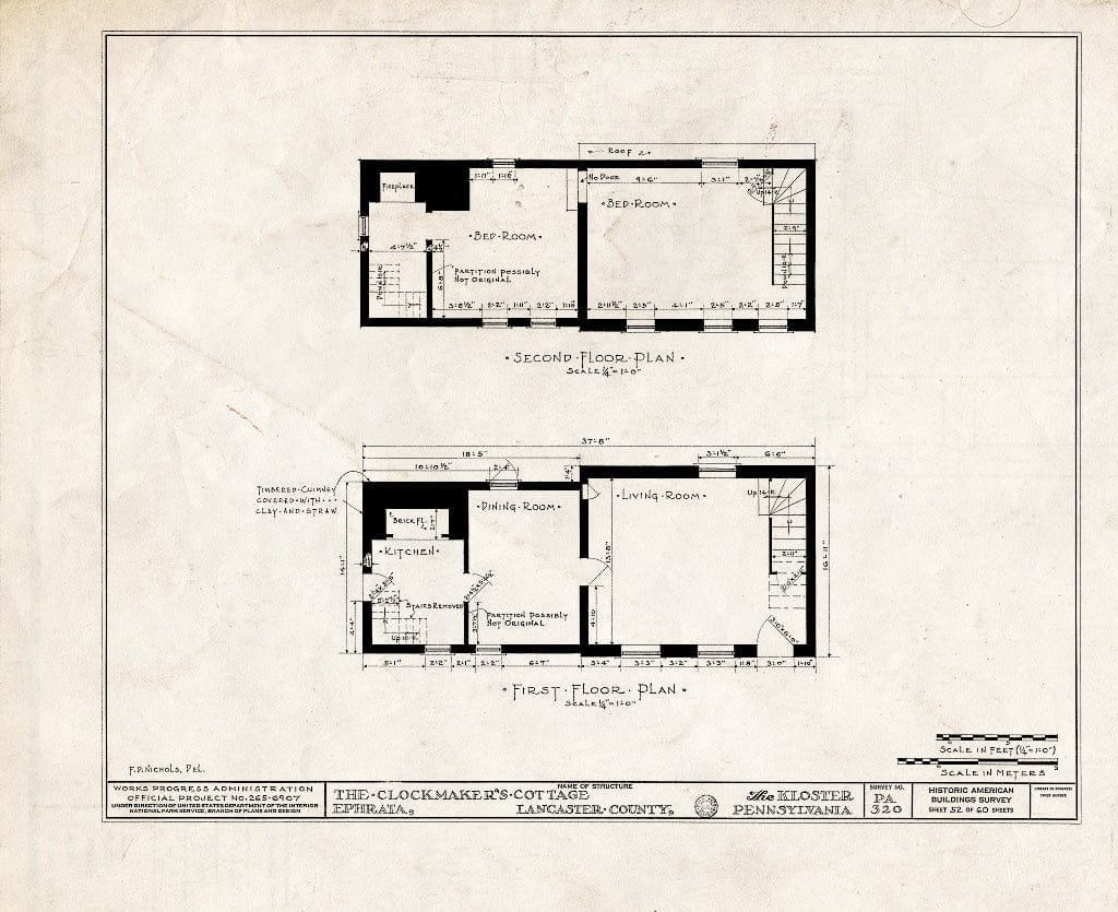 Blueprint HABS PA,36-EPH,1- (Sheet 52 of 60) - The Cloisters, Ephrata, Lancaster County, PA