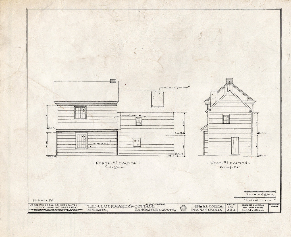 Blueprint HABS PA,36-EPH,1- (Sheet 54 of 60) - The Cloisters, Ephrata, Lancaster County, PA