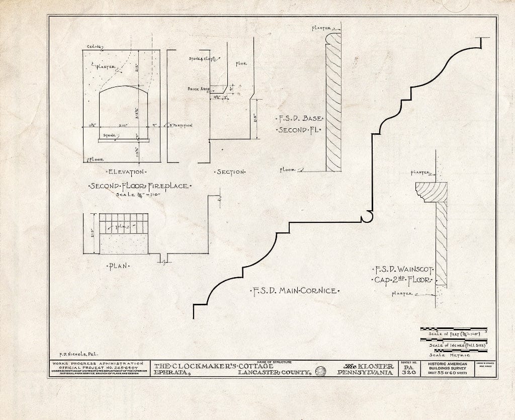 Blueprint HABS PA,36-EPH,1- (Sheet 55 of 60) - The Cloisters, Ephrata, Lancaster County, PA