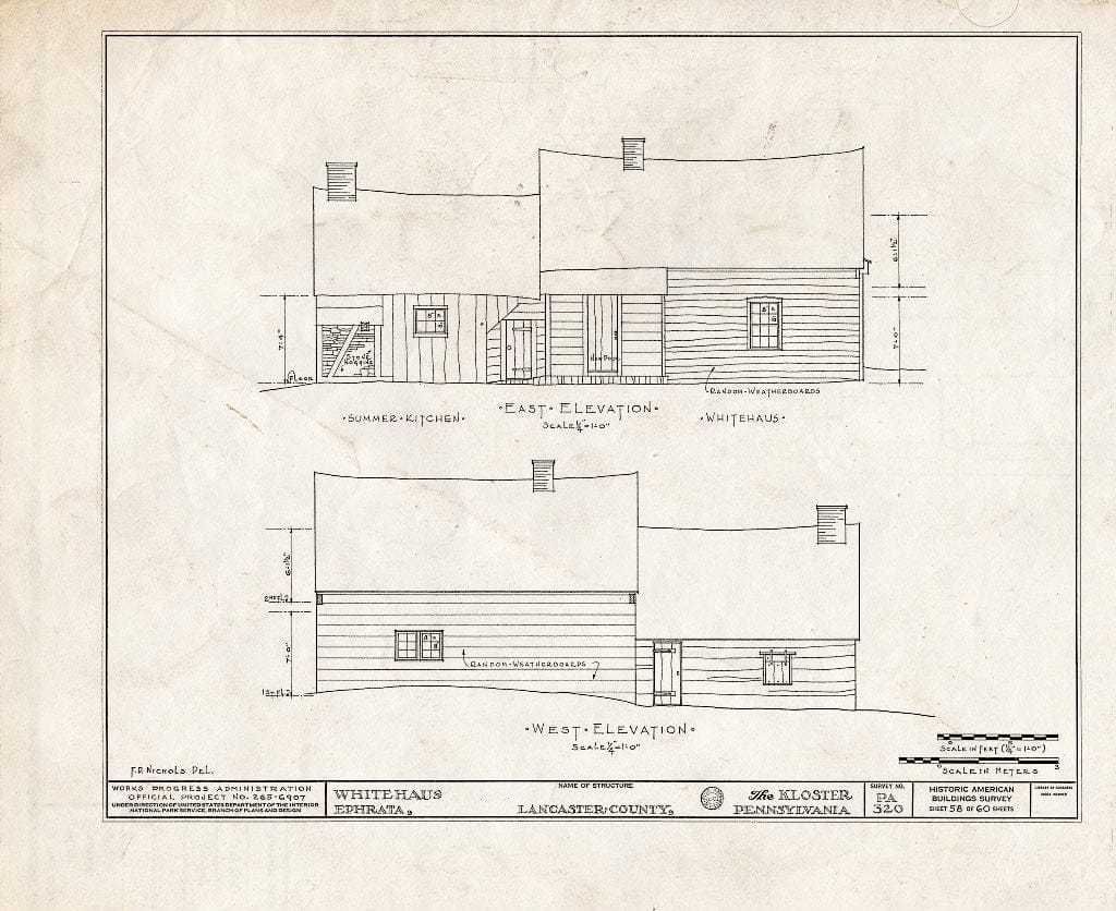 Blueprint HABS PA,36-EPH,1- (Sheet 58 of 60) - The Cloisters, Ephrata, Lancaster County, PA