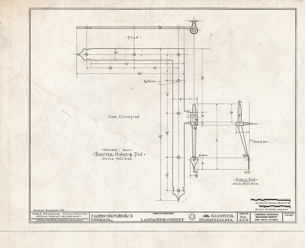 Blueprint HABS PA,36-EPH,1- (Sheet 60 of 60) - The Cloisters, Ephrata, Lancaster County, PA