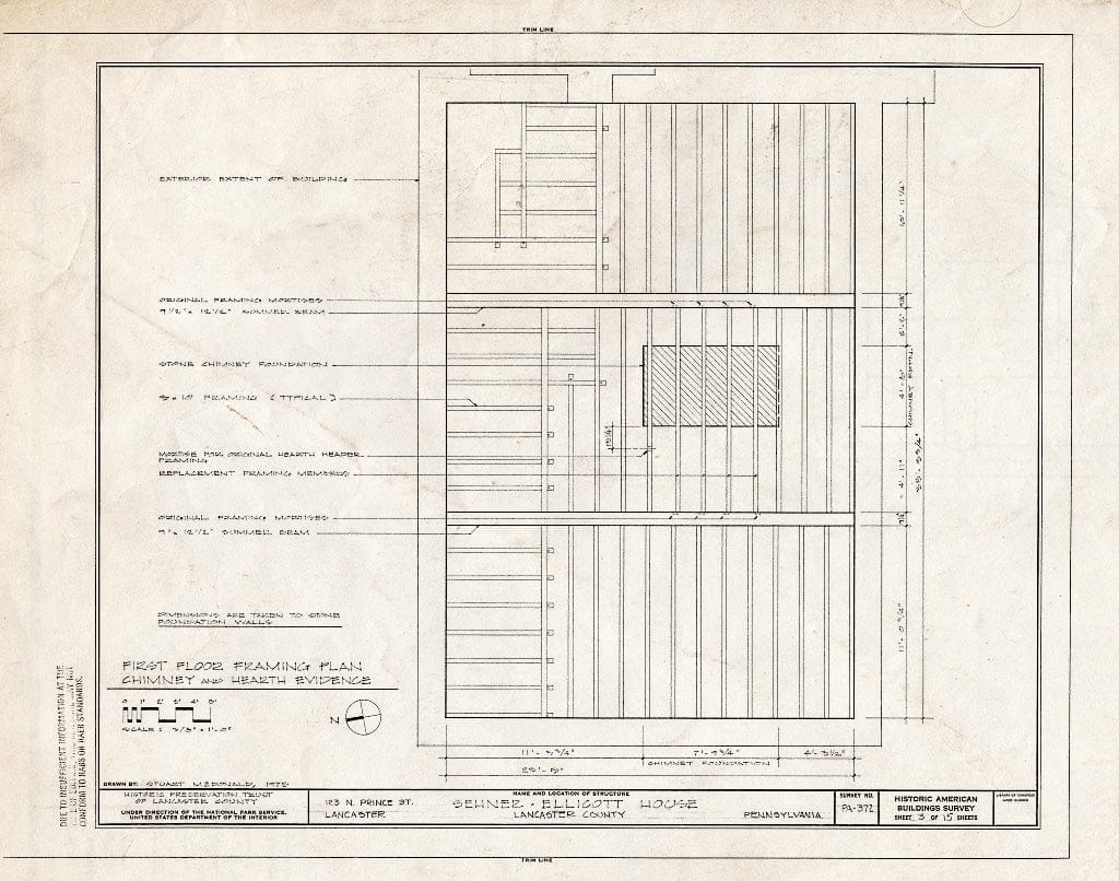 Blueprint HABS PA,36-LANC,7- (Sheet 3 of 15) - Sehner-Ellicott House, 123 North Prince Street, Lancaster, Lancaster County, PA