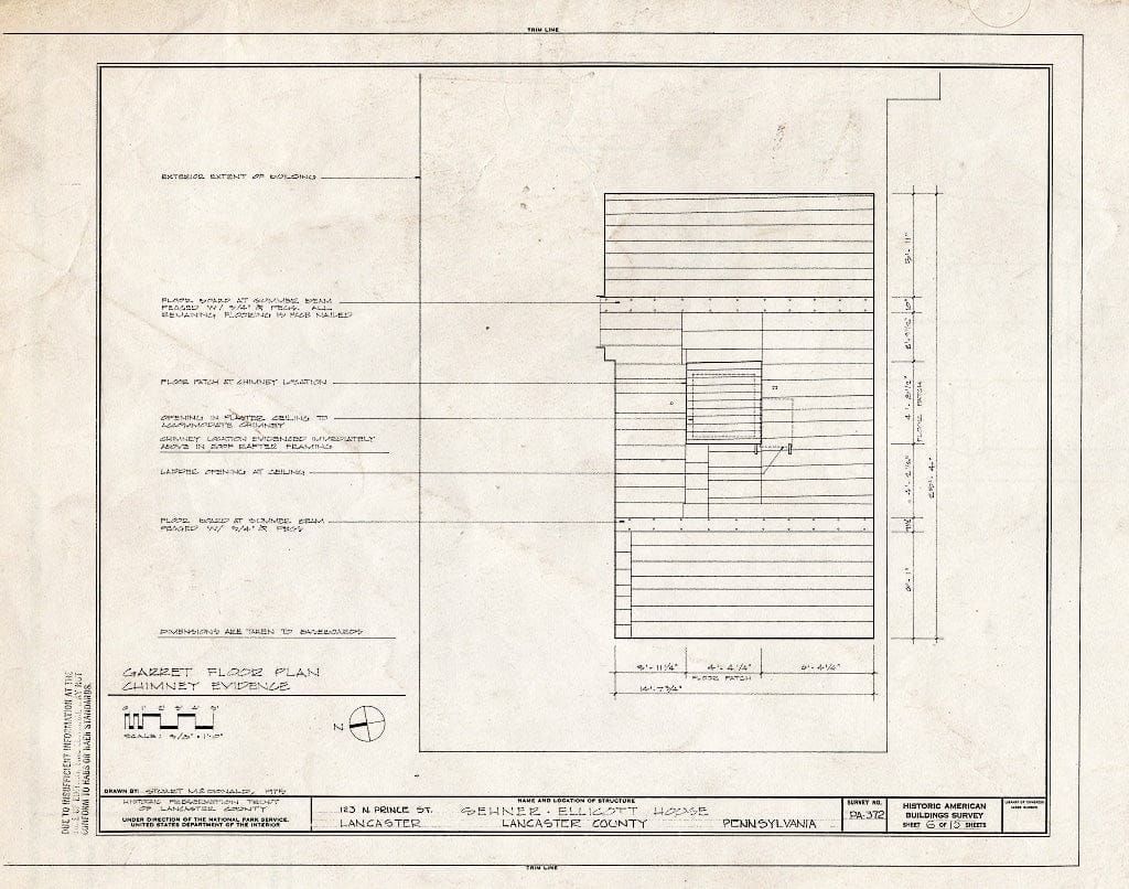Blueprint HABS PA,36-LANC,7- (Sheet 6 of 15) - Sehner-Ellicott House, 123 North Prince Street, Lancaster, Lancaster County, PA