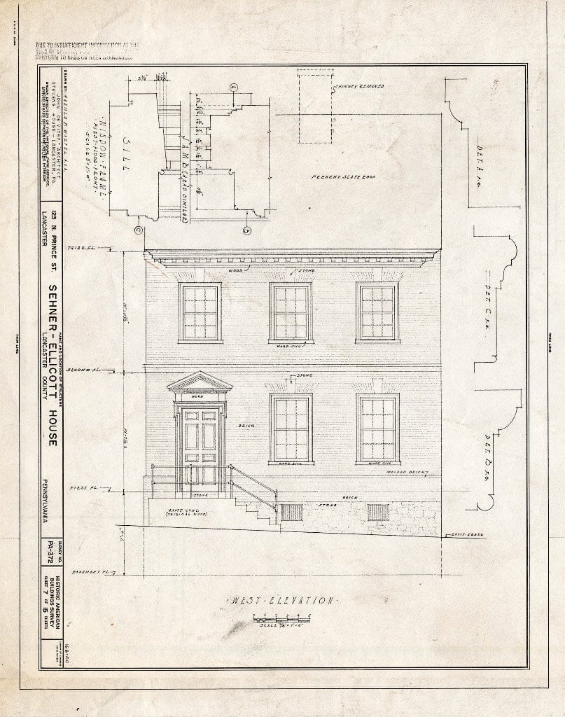 Blueprint HABS PA,36-LANC,7- (Sheet 7 of 15) - Sehner-Ellicott House, 123 North Prince Street, Lancaster, Lancaster County, PA