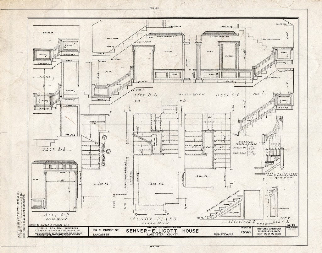 Blueprint HABS PA,36-LANC,7- (Sheet 10 of 15) - Sehner-Ellicott House, 123 North Prince Street, Lancaster, Lancaster County, PA