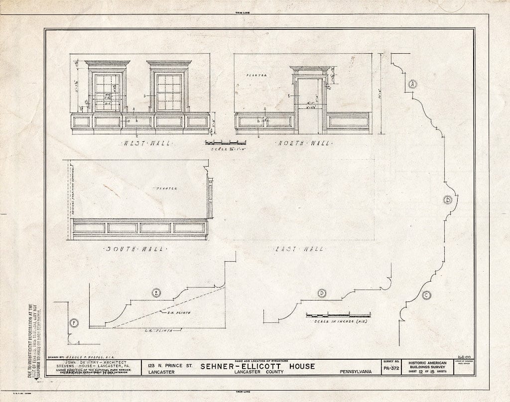 Blueprint HABS PA,36-LANC,7- (Sheet 12 of 15) - Sehner-Ellicott House, 123 North Prince Street, Lancaster, Lancaster County, PA