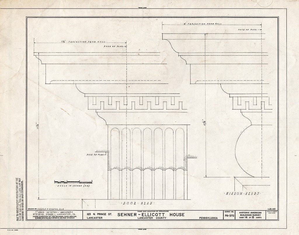 Blueprint HABS PA,36-LANC,7- (Sheet 14 of 15) - Sehner-Ellicott House, 123 North Prince Street, Lancaster, Lancaster County, PA