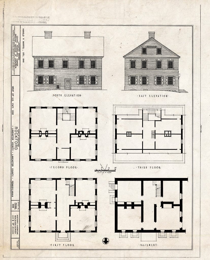 Blueprint HABS PA,36-LANC.V,1- (Sheet 2 of 13) - Rockford, Rock Ford Road (West Lampeter Township), Lancaster, Lancaster County, PA