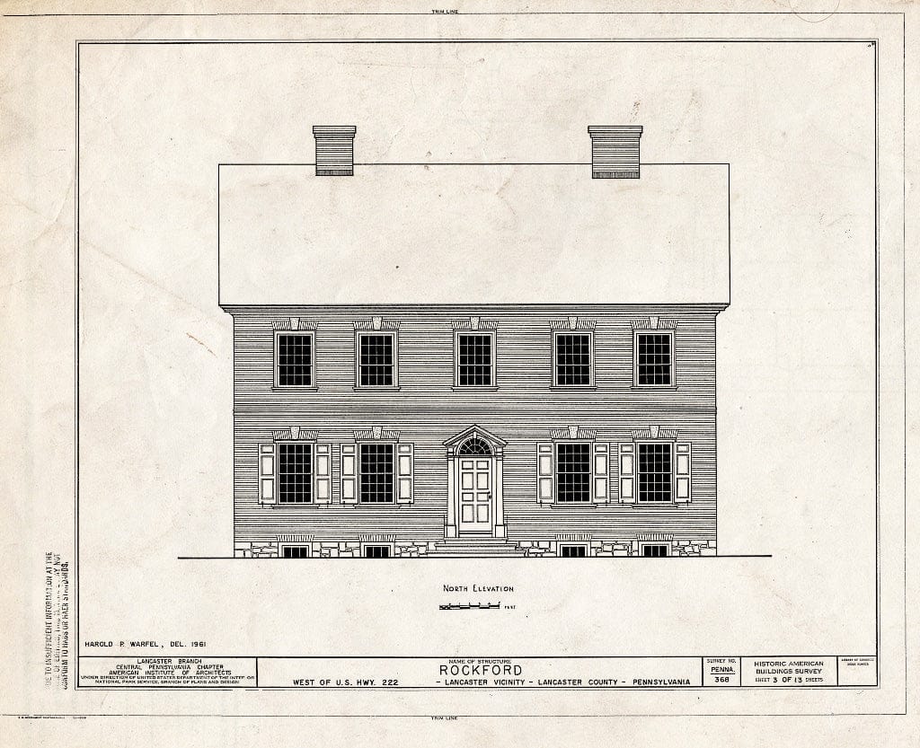 Blueprint HABS PA,36-LANC.V,1- (Sheet 3 of 13) - Rockford, Rock Ford Road (West Lampeter Township), Lancaster, Lancaster County, PA
