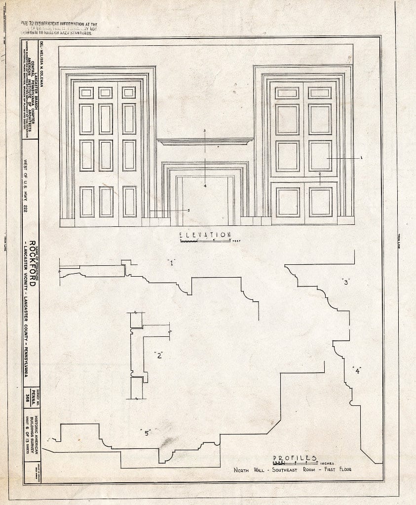 Blueprint HABS PA,36-LANC.V,1- (Sheet 6 of 13) - Rockford, Rock Ford Road (West Lampeter Township), Lancaster, Lancaster County, PA