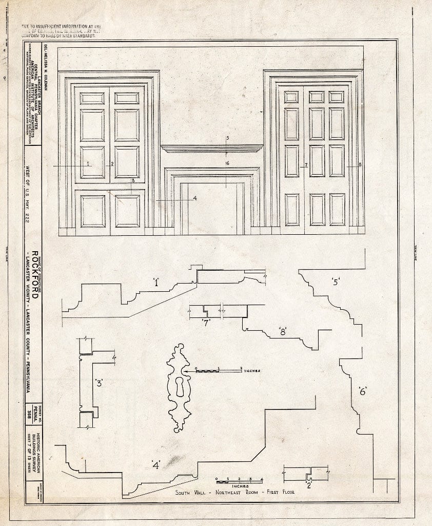 Blueprint HABS PA,36-LANC.V,1- (Sheet 7 of 13) - Rockford, Rock Ford Road (West Lampeter Township), Lancaster, Lancaster County, PA