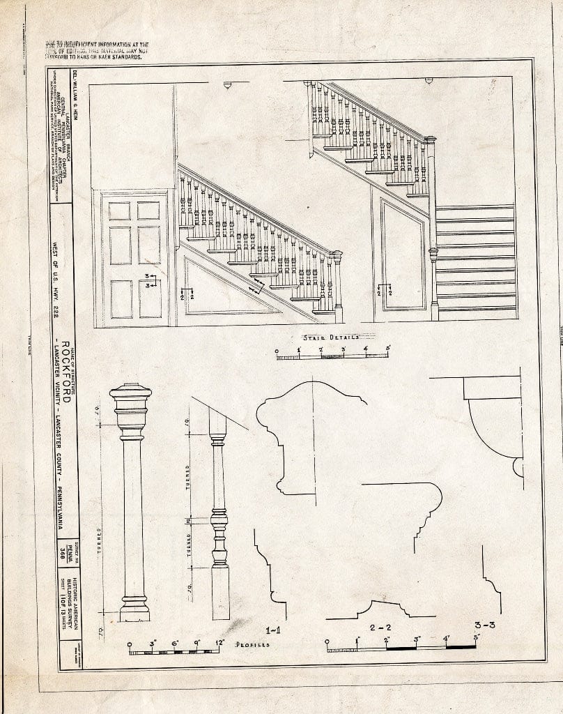 Blueprint HABS PA,36-LANC.V,1- (Sheet 11 of 13) - Rockford, Rock Ford Road (West Lampeter Township), Lancaster, Lancaster County, PA
