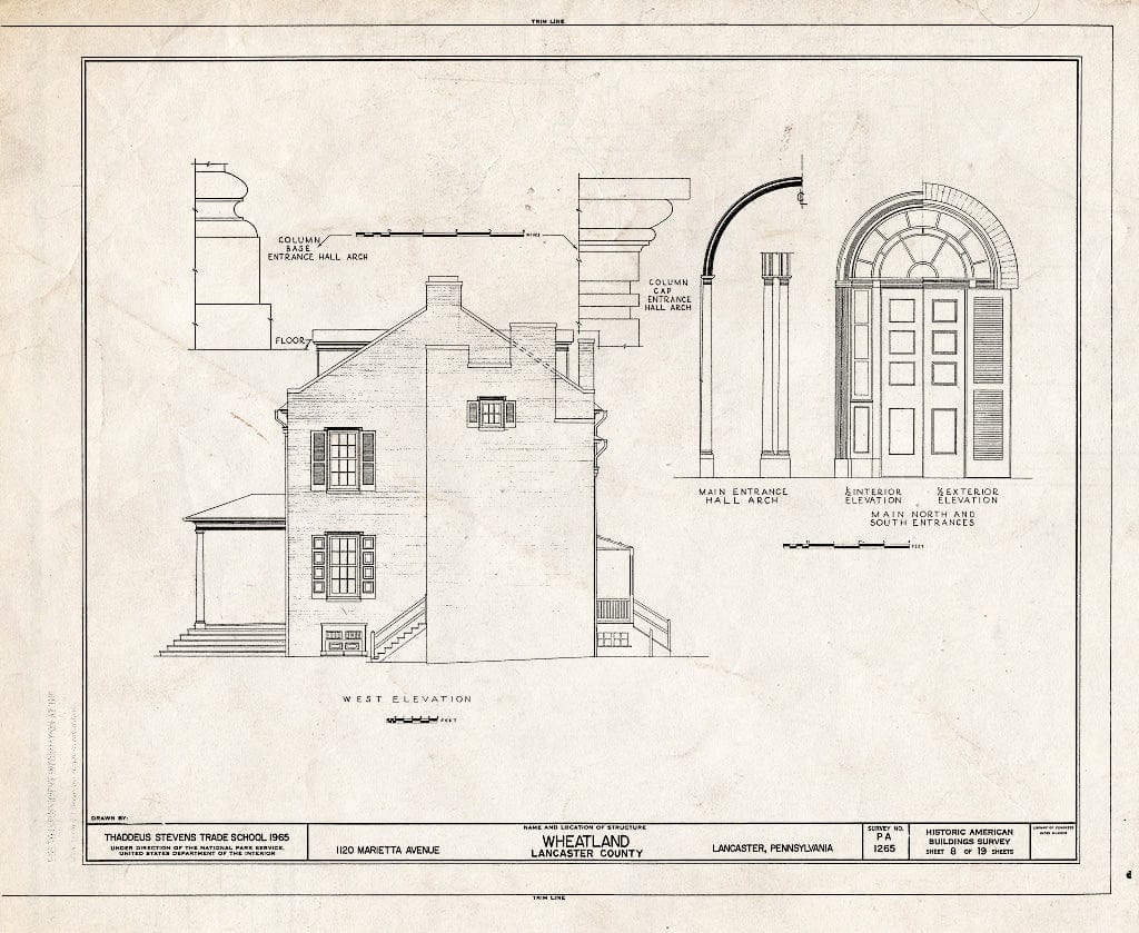 Blueprint HABS PA,36-LANC.V,7- (Sheet 8 of 19) - Wheatland, 1120 Marietta Avenue, Lancaster, Lancaster County, PA