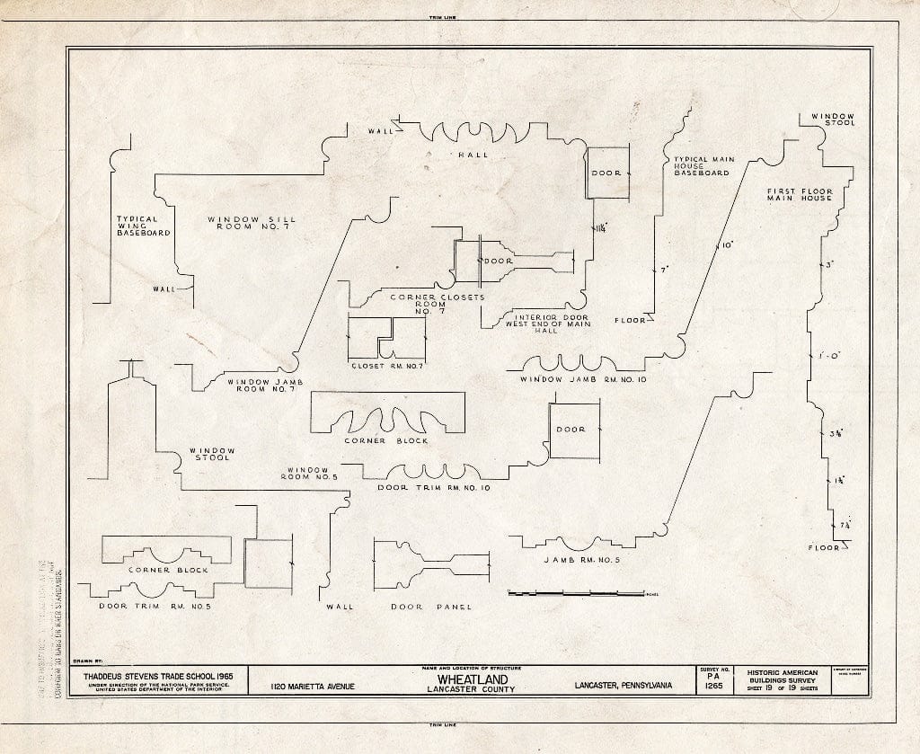 Blueprint HABS PA,36-LANC.V,7- (Sheet 19 of 19) - Wheatland, 1120 Marietta Avenue, Lancaster, Lancaster County, PA