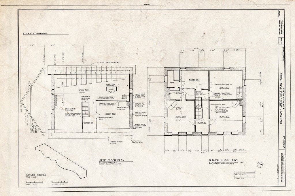 Blueprint HABS PA,36-Land,1- (Sheet 3 of 5) - Bachman-Landis-Kauffman House, Kauffman Road (East Hempfield Township), Landisville, Lancaster County, PA