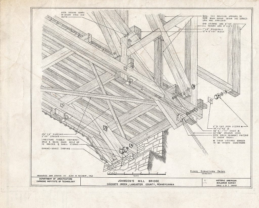 Blueprint HABS PA,36-Chick,1- (Sheet 6 of 7) - Johnson's Mill Bridge, Chickie's Creek (East Donegal-Rapho Township), Chickies, Lancaster County, PA
