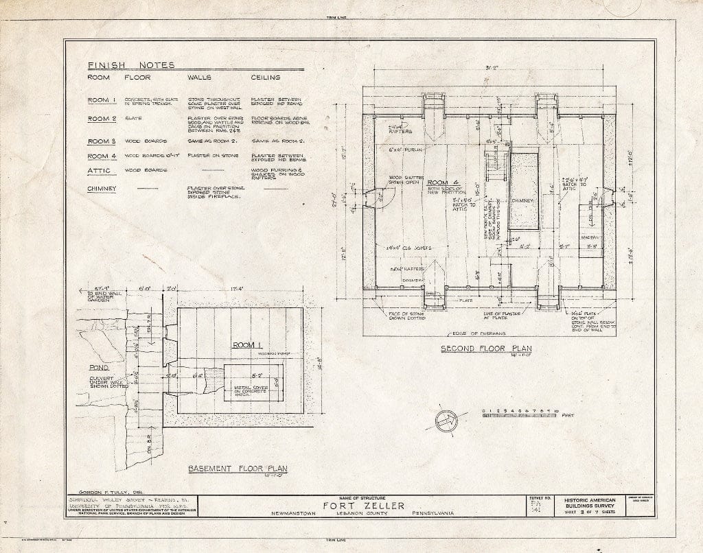 Blueprint HABS PA,38-NEWM.V,1- (Sheet 3 of 7) - Fort Zeller, Mill Creek (Millcreek Township), Newmanstown, Lebanon County, PA