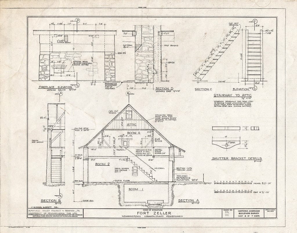 Blueprint HABS PA,38-NEWM.V,1- (Sheet 6 of 7) - Fort Zeller, Mill Creek (Millcreek Township), Newmanstown, Lebanon County, PA