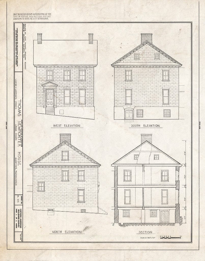 Blueprint HABS PA,39-Allen,1- (Sheet 2 of 2) - Thomas Newhorter House, Lehigh & Lawrence Streets, Allentown, Lehigh County, PA