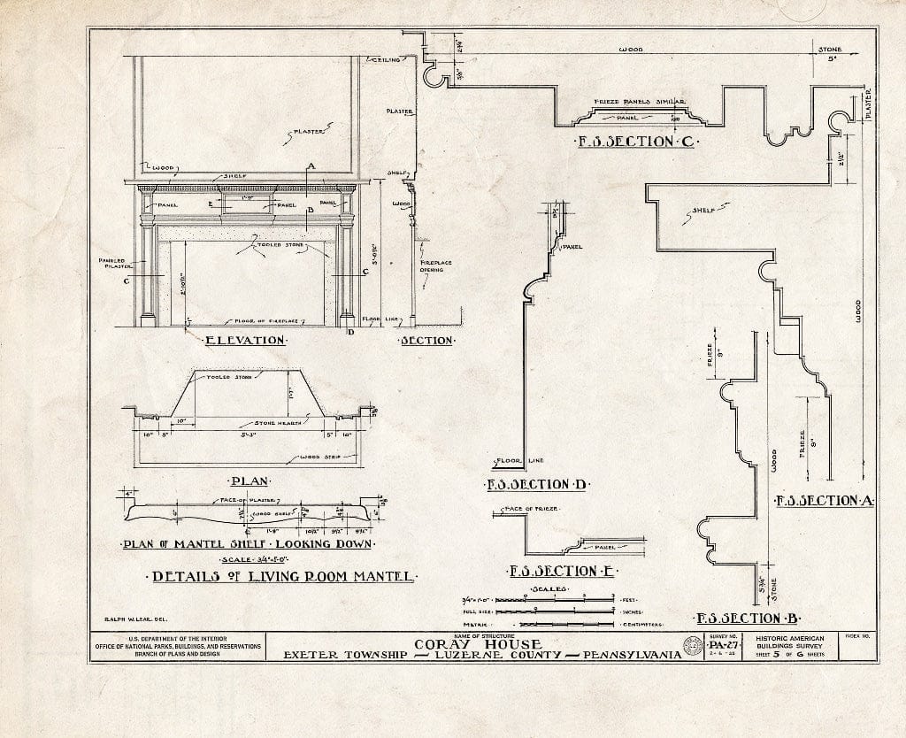 Blueprint HABS PA,40-EXT,1- (Sheet 5 of 6) - Elisha Atherton Coray House, Exeter, Luzerne County, PA