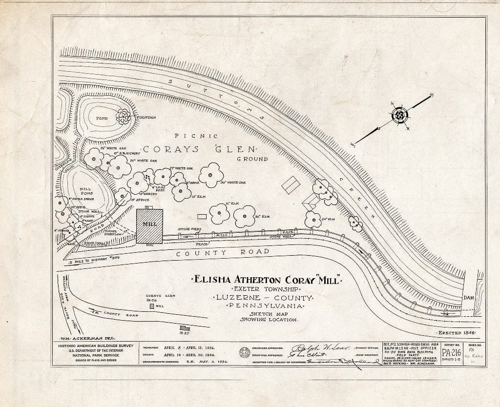 Blueprint HABS PA,40-EXT.V,1- (Sheet 0 of 11) - Elisha Atherton Coray Mill, Sutton's Creek, Exeter, Luzerne County, PA