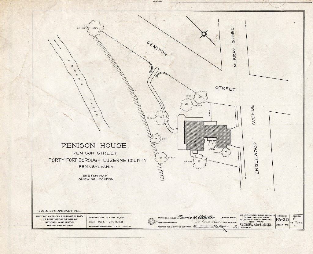Blueprint HABS PA,40-FOFO,3- (Sheet 0 of 6) - Denison House, Wyoming Avenue, Forty Fort, Luzerne County, PA