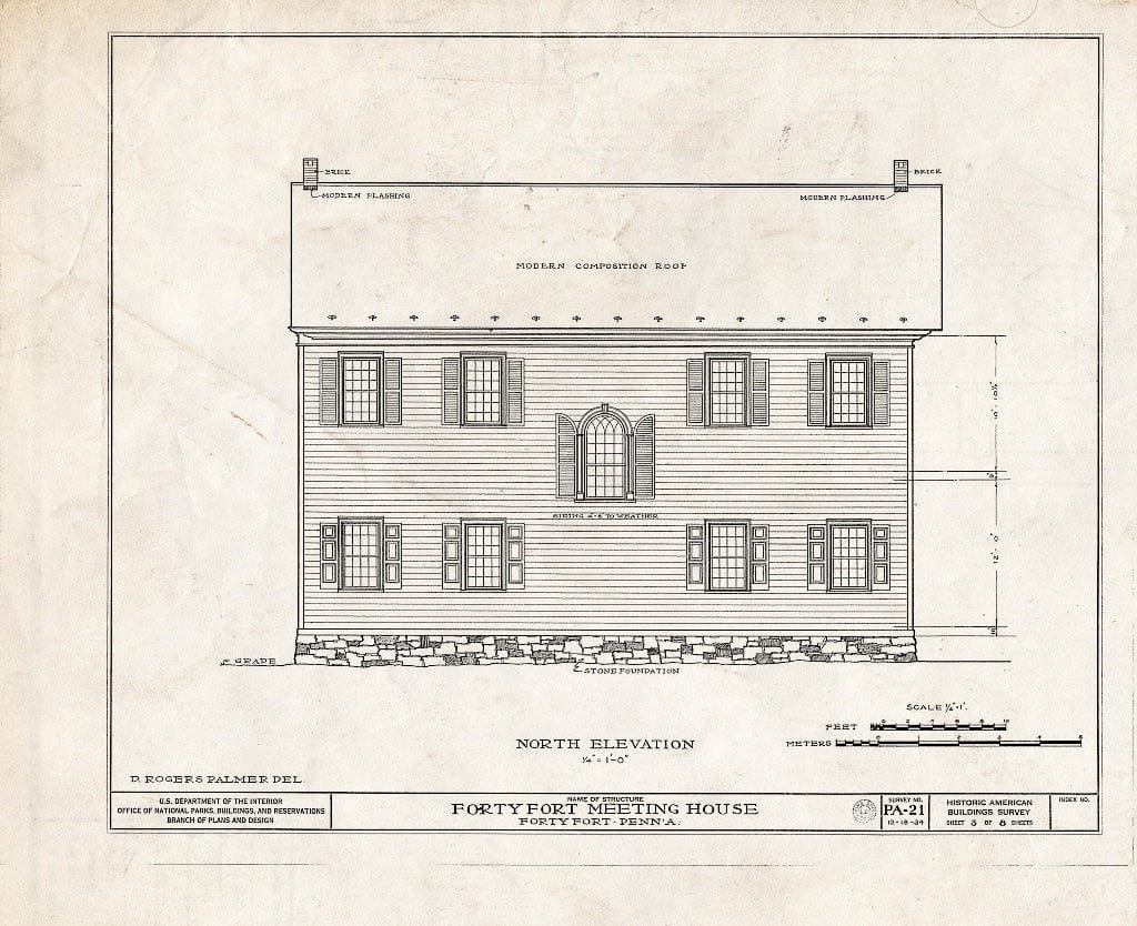 Blueprint HABS PA,40-FOFO,1- (Sheet 3 of 8) - Forty Fort Meetinghouse, River Street, Forty Fort, Luzerne County, PA
